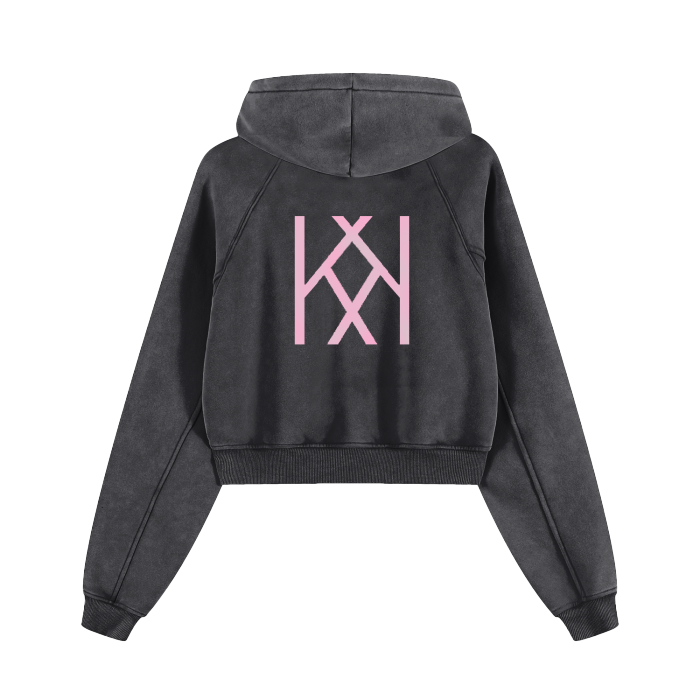 Snow Washed Kadero Logo Cropped Hoodie