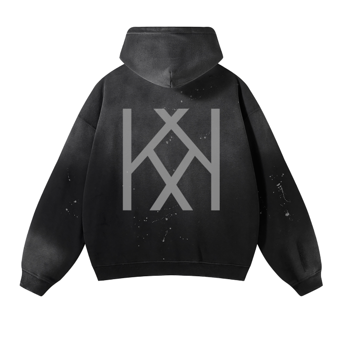 Vintage Washed KApparel logo Frayed Fleece Hoodie