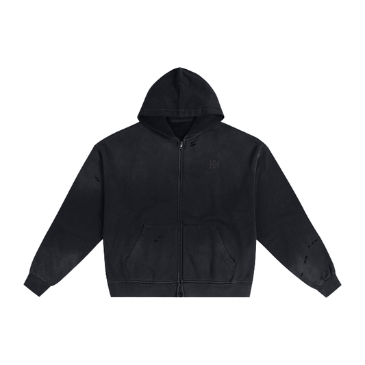 Hand-Frayed KApparel Logo Zip up