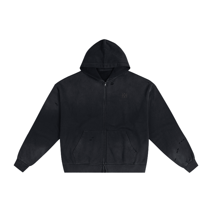 Hand-Frayed KApparel Logo Zip up