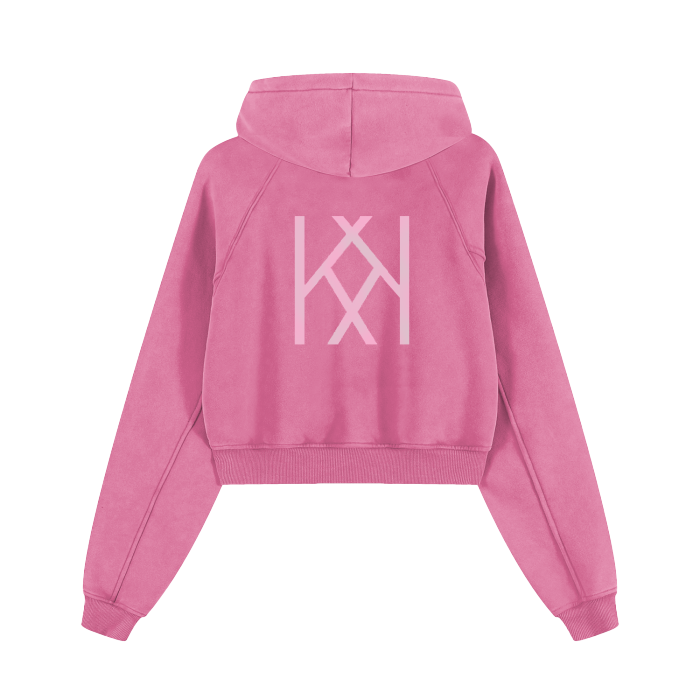 Snow Washed Kadero Logo Cropped Hoodie